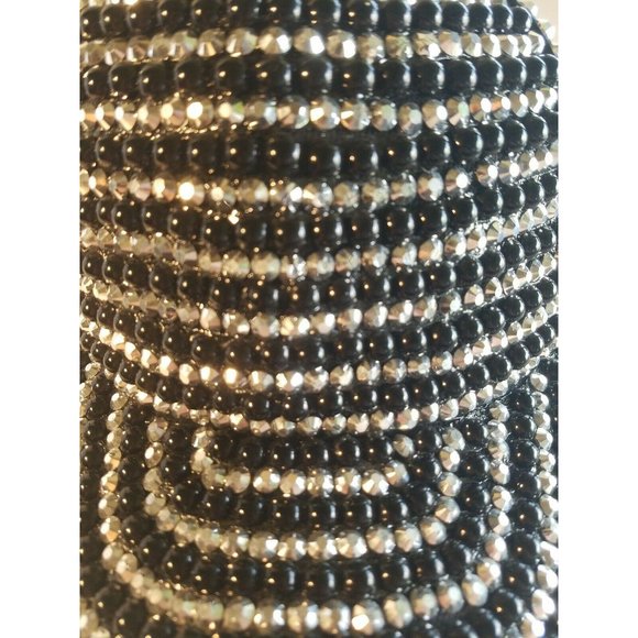 Embellished Jeweled Baseball Hat Cap Black/Silver stripes adjustable strapback - Picture 9 of 9